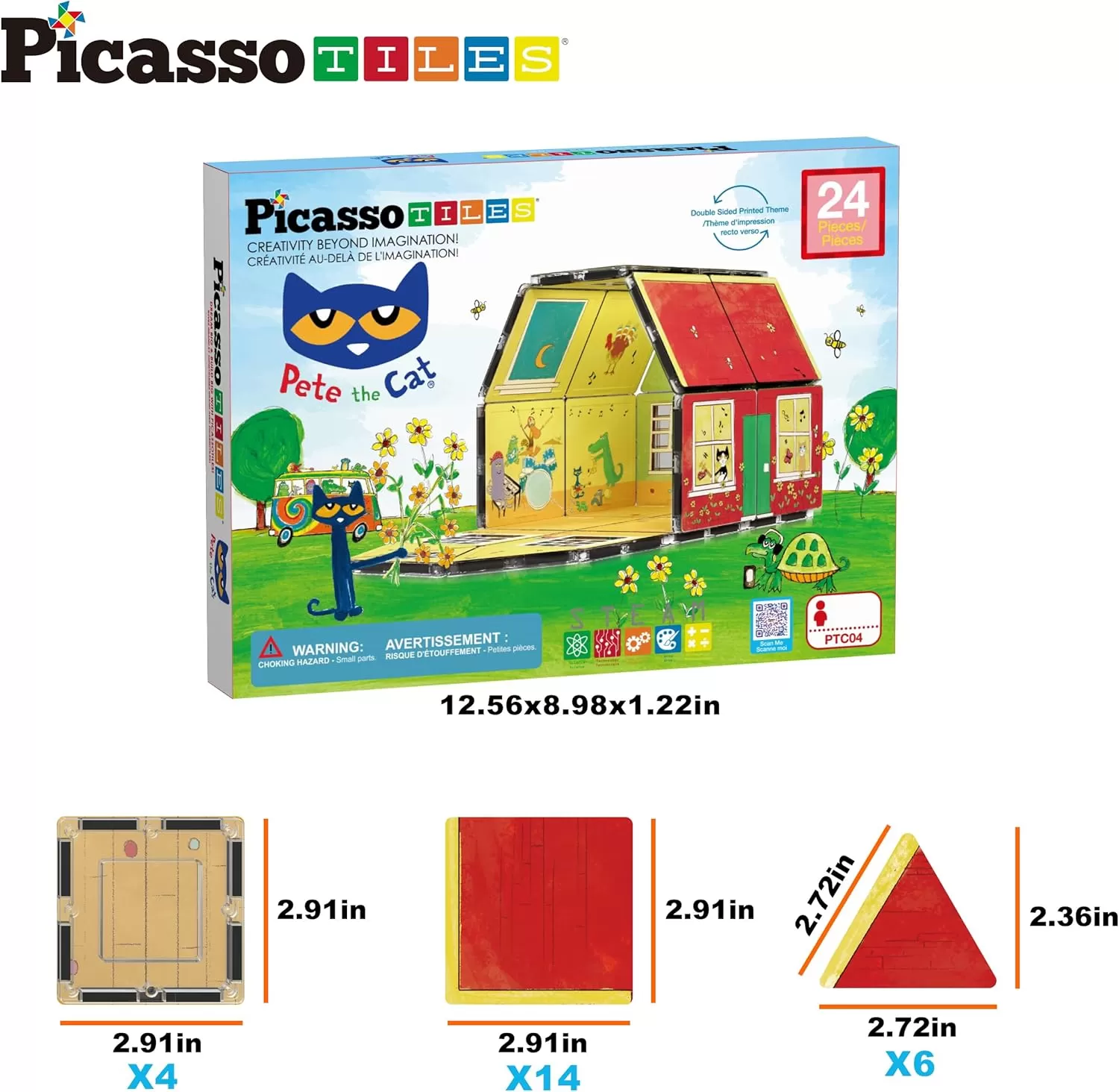 imagePicassoTiles Magnetic Tiles Pete The Cat Home Theme Building Blocks Double Sided Printing Toddler Magnet Toys Education STEM Learning Kit Construction Brain Development Preschool Kid Game Boy Girl 3