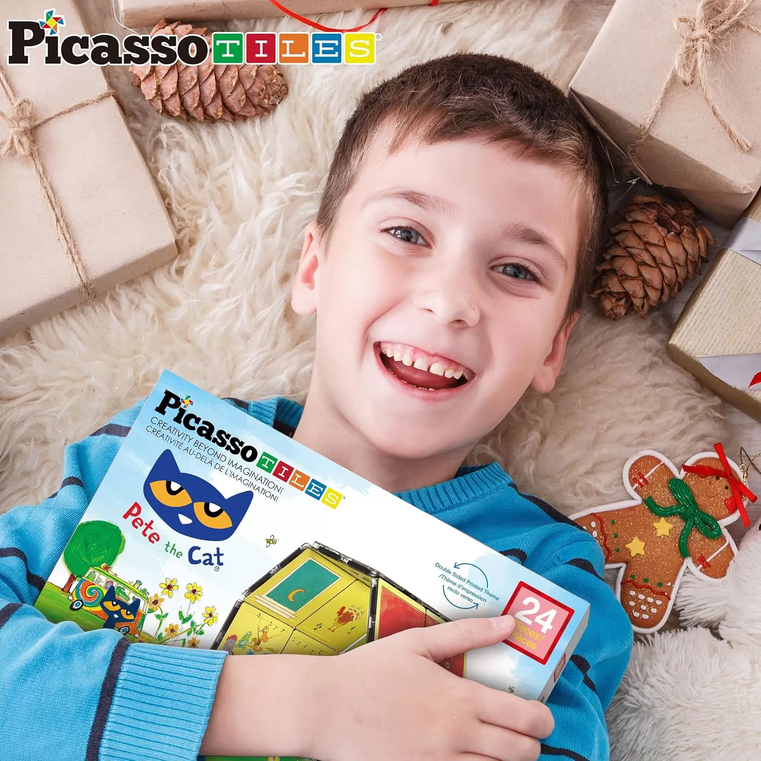 imagePicassoTiles Magnetic Tiles Pete The Cat Home Theme Building Blocks Double Sided Printing Toddler Magnet Toys Education STEM Learning Kit Construction Brain Development Preschool Kid Game Boy Girl 3