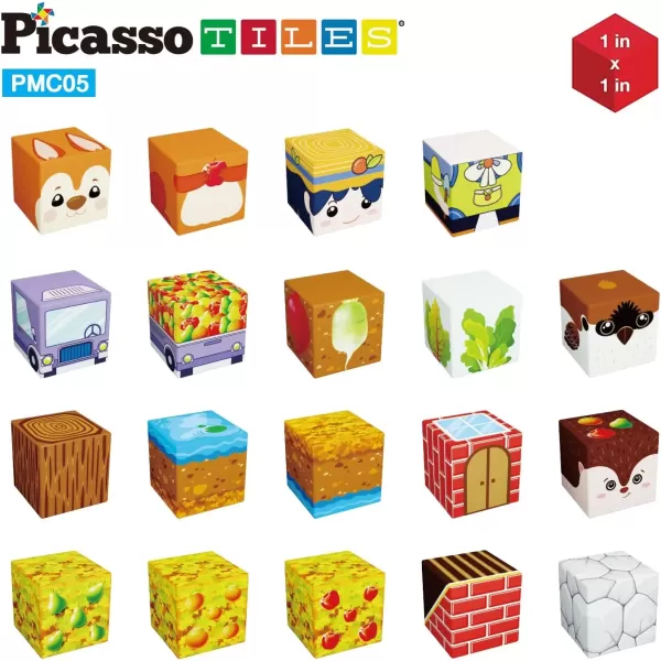 imagePicasso Cubes 1 Fall Autumn Harvest Theme Magnetic Blocks Build Cubes 90 Piece Magnet Tile Construction Building Block Set Sensory Toy Early Education STEM Learning Children Age 3 Boy Girl PMC05Autumn Harvest