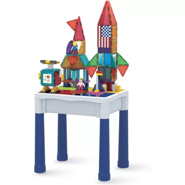 imagePicassoTiles Kids Activity Center Play Table ampamp Study Desk Set Sandbox Water Tight Container Storage Allin1 STEM Toy Kit Playset with 331pc Dual Size Building Bricks Construction Blocks Marble Run316 PCs Magnetic TilesBrickWater Container