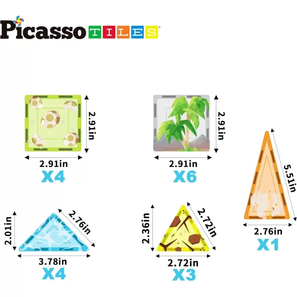 imagePicassoTiles Magnet Tile Building Blocks Marine Animal World Themed Playset with 8 Ocean Character Action Figures Magnetic Tiles STEM Learning Toy Construction Set Toddlers Boys Girls Ages 3 PTQ25Dinosaur World Themed