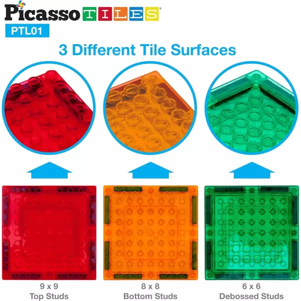 imagePicassoTiles Magnetic Brick Tiles STEM Creative Magnetic Tiles Building Block Set Building Brick Construction Toy Socket Spikes Toys Accessory Educational Imaginative Learning Kit Stacking Set12pc addon1