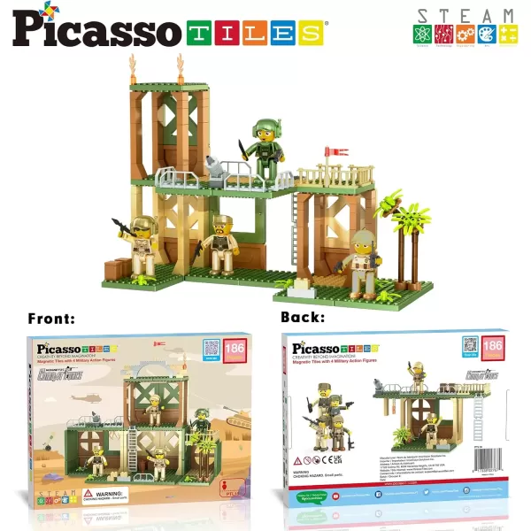 imagePicassoTiles Magnetic Brick Tiles STEM Creative Magnetic Tiles Building Block Set Building Brick Construction Toy Socket Spikes Toys Accessory Educational Imaginative Learning Kit Stacking Set186pc