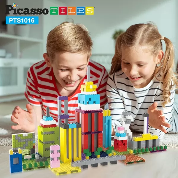 imagePicassoTiles Magnetic Brick Tiles STEM Creative Magnetic Tiles Building Block Set Building Brick Construction Toy Socket Spikes Toys Accessory Educational Imaginative Learning Kit Stacking Set1016pc
