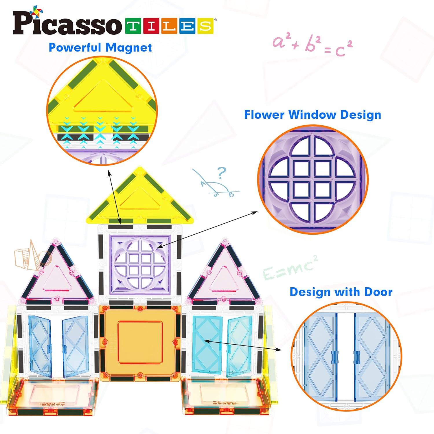 imagePicassoTiles Kids Toy Magnetic Building Blocks Magnet Tiles Supersized Large Stabilizer Base Jumbo XL Plate Foundation Education Construction Kit Engineering STEM Children Learning Stacking Set21 pcswith IdeaBook