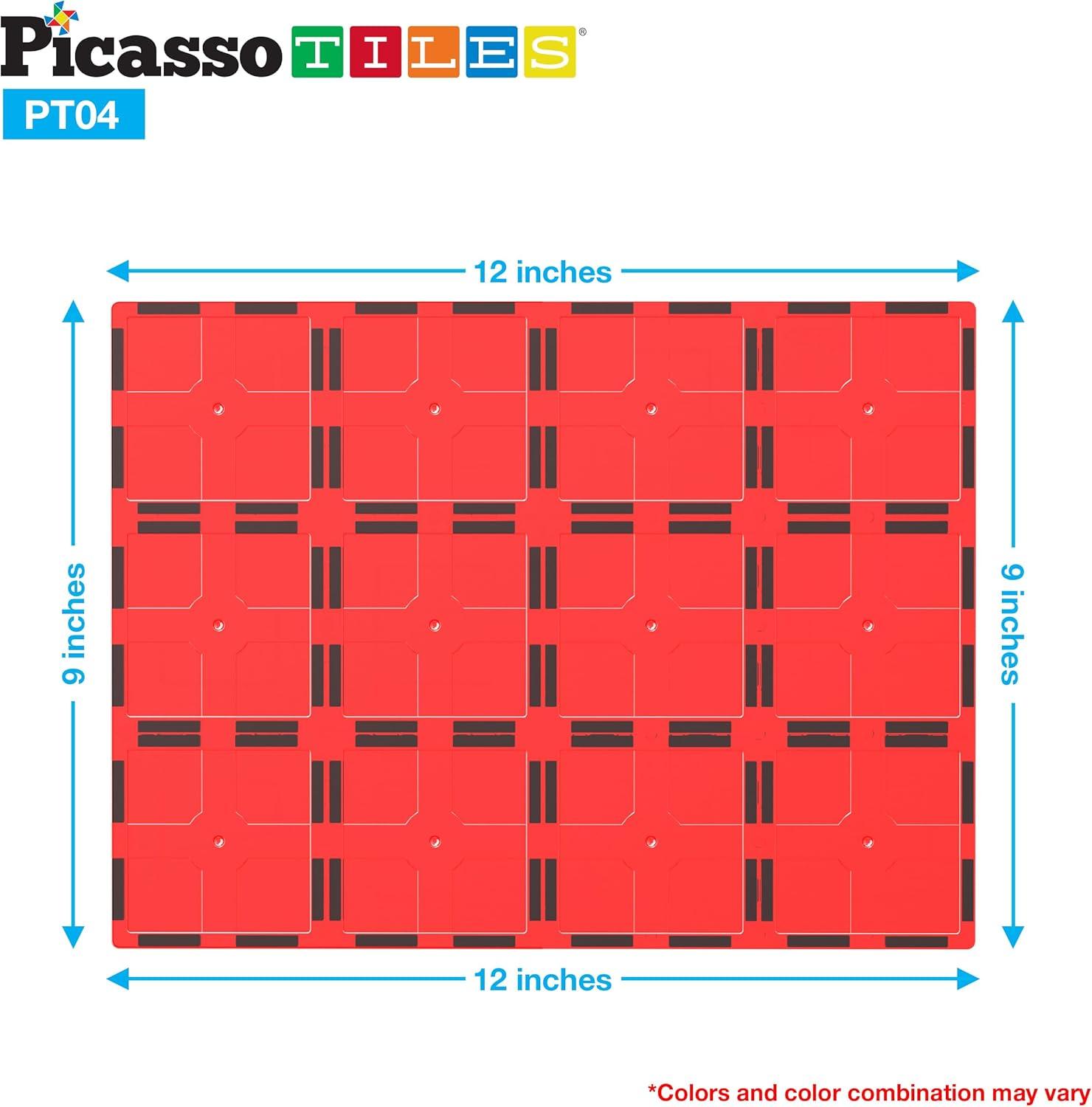 imagePicassoTiles Kids Toy Magnetic Building Blocks Magnet Tiles Supersized Large Stabilizer Base Jumbo XL Plate Foundation Education Construction Kit Engineering STEM Children Learning Stacking Set4 pcs XL Plate