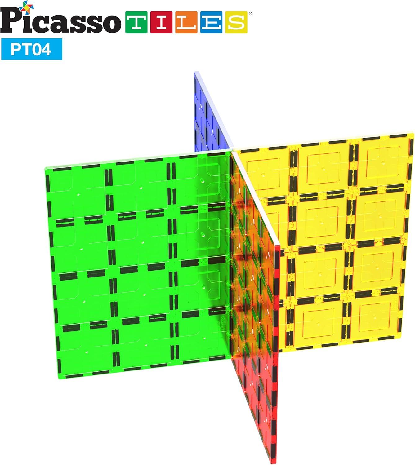 imagePicassoTiles Kids Toy Magnetic Building Blocks Magnet Tiles Supersized Large Stabilizer Base Jumbo XL Plate Foundation Education Construction Kit Engineering STEM Children Learning Stacking Set4 pcs XL Plate