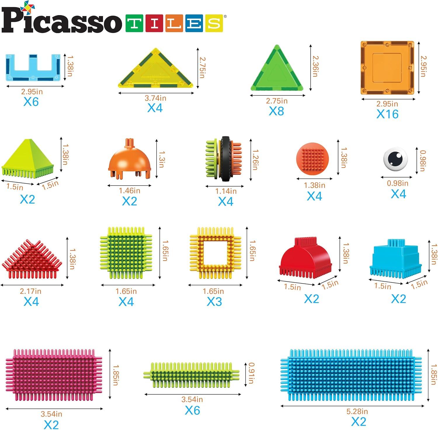 imagePicassoTiles Kids Toy Magnetic Building Blocks Magnet Tiles Supersized Large Stabilizer Base Jumbo XL Plate Foundation Education Construction Kit Engineering STEM Children Learning Stacking Set75 pcs 2in1