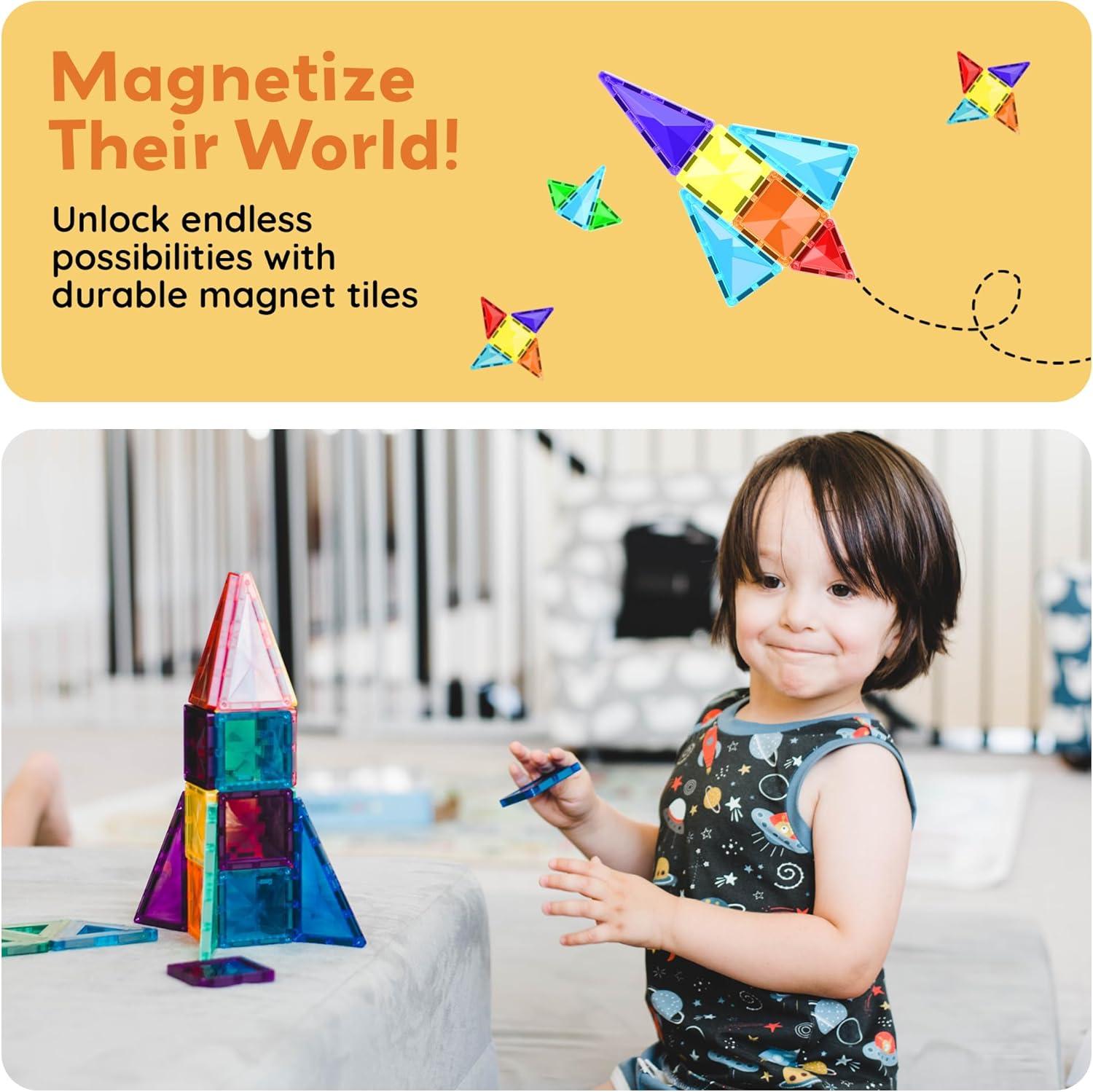 imagePicassoTiles Magnetic Tile 24pc Mini Diamond Magnetic Building Blocks Set Travel Size STEM Educational Construction Toy Portable Hands On Learning Creative Open Ended Play for Kids Ages 3 Plus PTM24Mini 30pcs