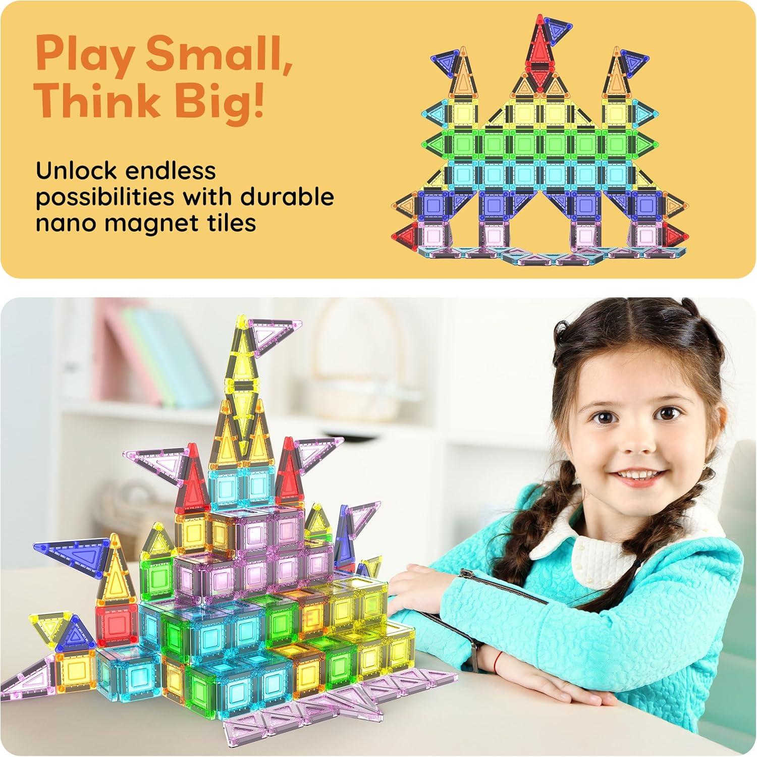 imagePicassoTiles Magnetic Tile 24pc Mini Diamond Magnetic Building Blocks Set Travel Size STEM Educational Construction Toy Portable Hands On Learning Creative Open Ended Play for Kids Ages 3 Plus PTM24Mini 40pcs With Case