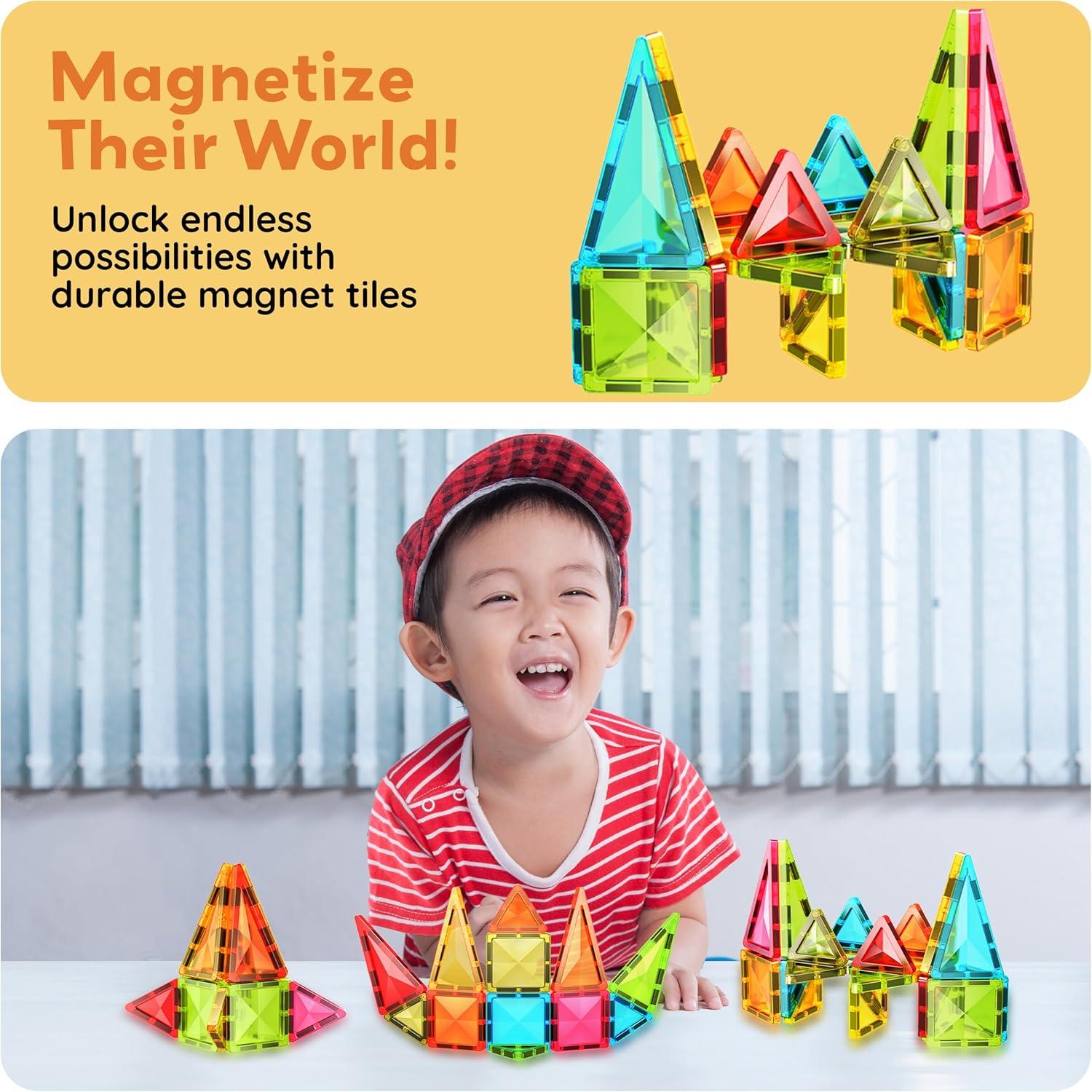 imagePicassoTiles Magnetic Tile 24pc Mini Diamond Magnetic Building Blocks Set Travel Size STEM Educational Construction Toy Portable Hands On Learning Creative Open Ended Play for Kids Ages 3 Plus PTM24Mini 24pcs