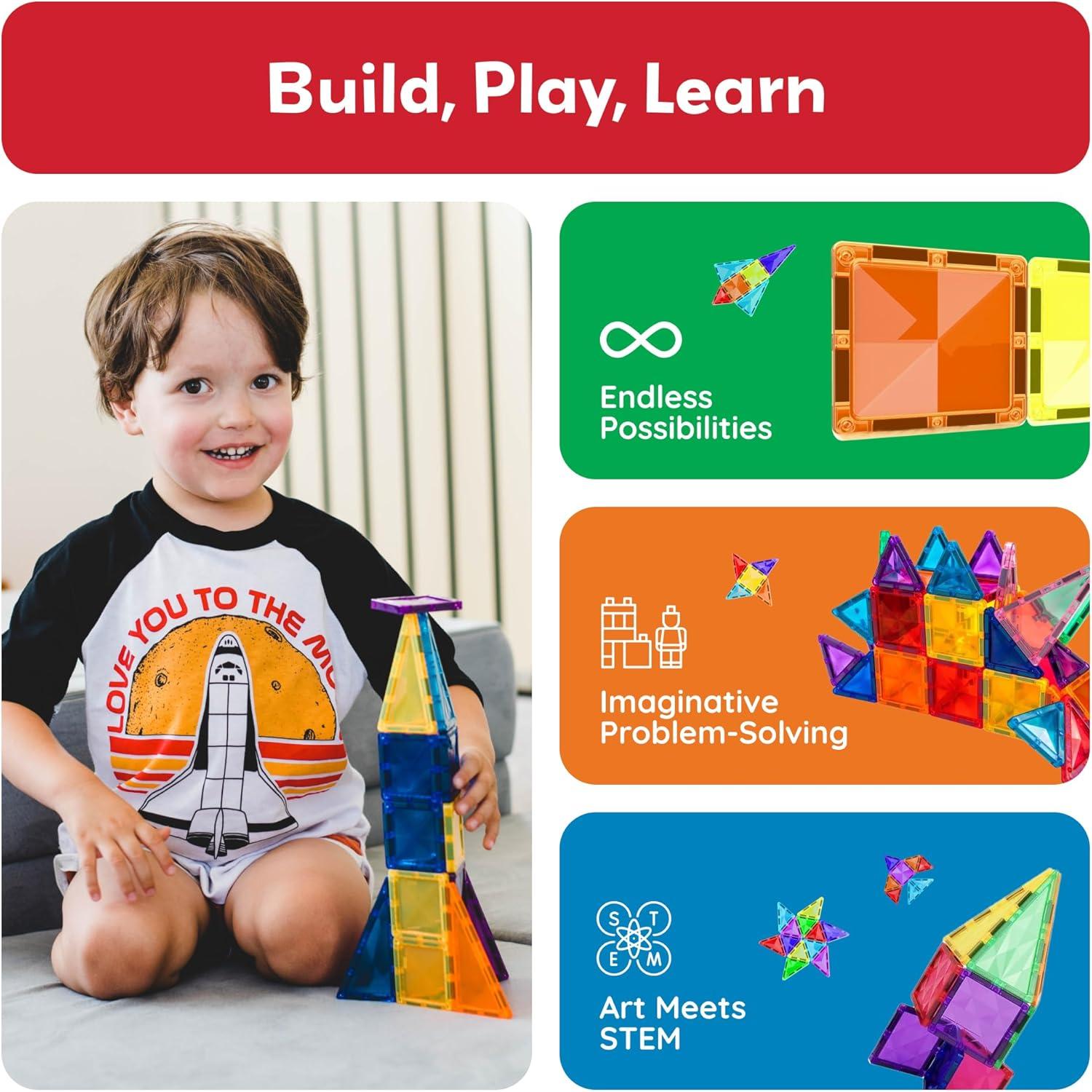 imagePicassoTiles Magnetic Tile 24pc Mini Diamond Magnetic Building Blocks Set Travel Size STEM Educational Construction Toy Portable Hands On Learning Creative Open Ended Play for Kids Ages 3 Plus PTM24120pc
