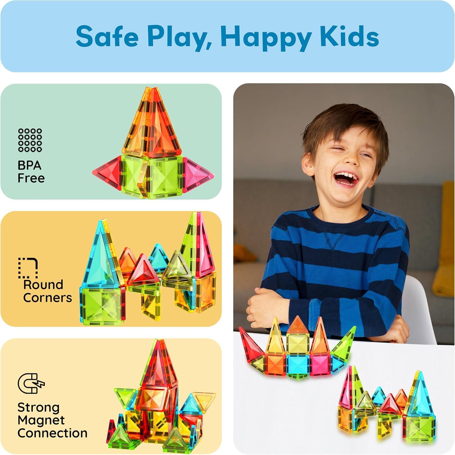 imagePicassoTiles Magnetic Tile 24pc Mini Diamond Magnetic Building Blocks Set Travel Size STEM Educational Construction Toy Portable Hands On Learning Creative Open Ended Play for Kids Ages 3 Plus PTM24Mini 24pcs