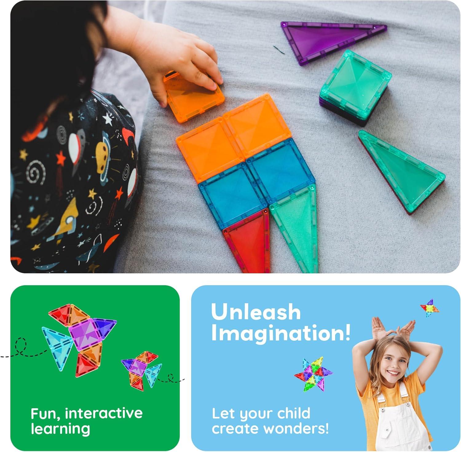 imagePicassoTiles Magnetic Tile 24pc Mini Diamond Magnetic Building Blocks Set Travel Size STEM Educational Construction Toy Portable Hands On Learning Creative Open Ended Play for Kids Ages 3 Plus PTM24Mini 30pcs