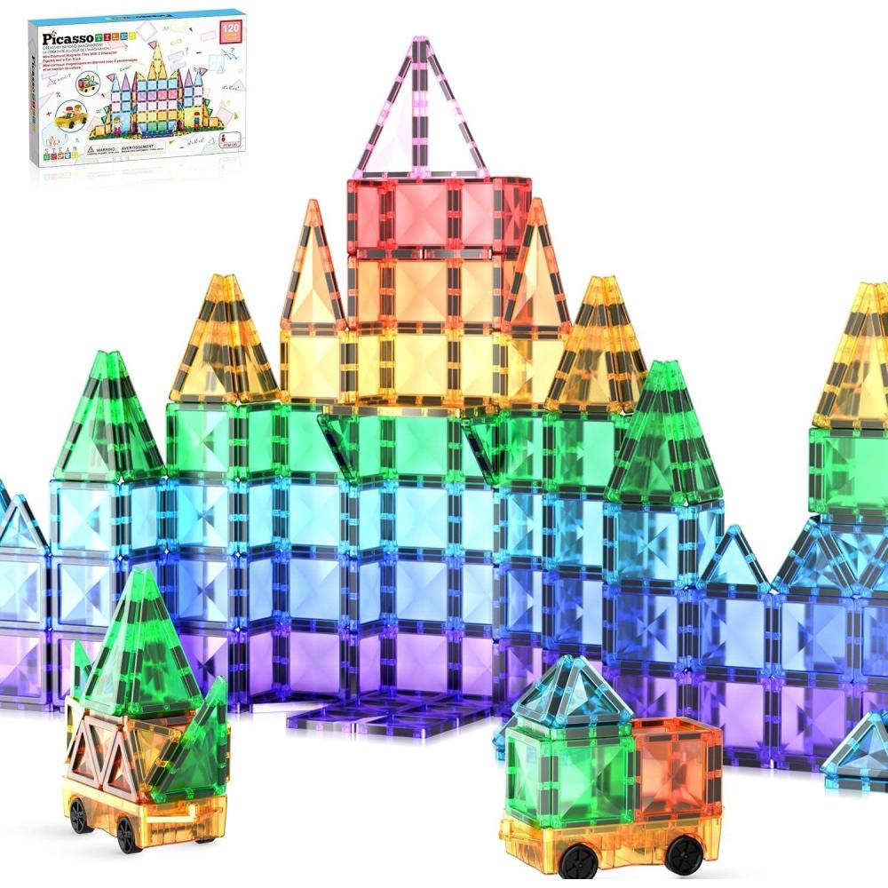 imagePicassoTiles Magnetic Tile 24pc Mini Diamond Magnetic Building Blocks Set Travel Size STEM Educational Construction Toy Portable Hands On Learning Creative Open Ended Play for Kids Ages 3 Plus PTM24120pc
