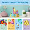 imagePicassoTiles 60 pcs Mini Magnetic Tiles Magnet Toys TravelFriendly OnTheGo Building Blocks for Kids Compact Lightweight Creative playset Preschool Montessori Early Learning STEM Kids Toy Ages 348pcs Mini With Windows and Doors