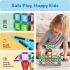imagePicassoTiles 60 pcs Mini Magnetic Tiles Magnet Toys TravelFriendly OnTheGo Building Blocks for Kids Compact Lightweight Creative playset Preschool Montessori Early Learning STEM Kids Toy Ages 350pcs Mini With Case