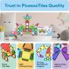 imagePicassoTiles 60 pcs Mini Magnetic Tiles Magnet Toys TravelFriendly OnTheGo Building Blocks for Kids Compact Lightweight Creative playset Preschool Montessori Early Learning STEM Kids Toy Ages 350pcs Mini With Case