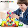 imagePicassoTiles Kids Toy Magnetic Building Blocks Magnet Tiles Supersized Large Stabilizer Base Jumbo XL Plate Foundation Education Construction Kit Engineering STEM Children Learning Stacking Set75 pcs 2in1