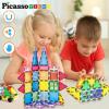imagePicassoTiles Kids Toy Magnetic Building Blocks Magnet Tiles Supersized Large Stabilizer Base Jumbo XL Plate Foundation Education Construction Kit Engineering STEM Children Learning Stacking Set101pc with Carry Case