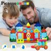 imagePicassoTiles Kids Toy Magnetic Building Blocks Magnet Tiles Supersized Large Stabilizer Base Jumbo XL Plate Foundation Education Construction Kit Engineering STEM Children Learning Stacking Set75 pcs 2in1