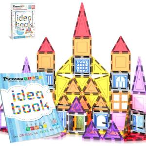 imagePicassoTiles Kids Toy Magnetic Building Blocks Magnet Tiles Supersized Large Stabilizer Base Jumbo XL Plate Foundation Education Construction Kit Engineering STEM Children Learning Stacking Set21 pcswith IdeaBook