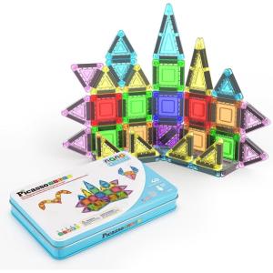 imagePicassoTiles Magnetic Tile 24pc Mini Diamond Magnetic Building Blocks Set Travel Size STEM Educational Construction Toy Portable Hands On Learning Creative Open Ended Play for Kids Ages 3 Plus PTM24Mini 40pcs With Case
