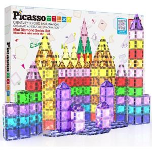 imagePicassoTiles Magnetic Tiles Building Blocks Mini Size Diamond Series Magnet Toys Travel Size OnTheGo Magnets Construction Sensory Toys Gifts Educational Set Toddlers STEM Learning Kit Playset PTM4080pc