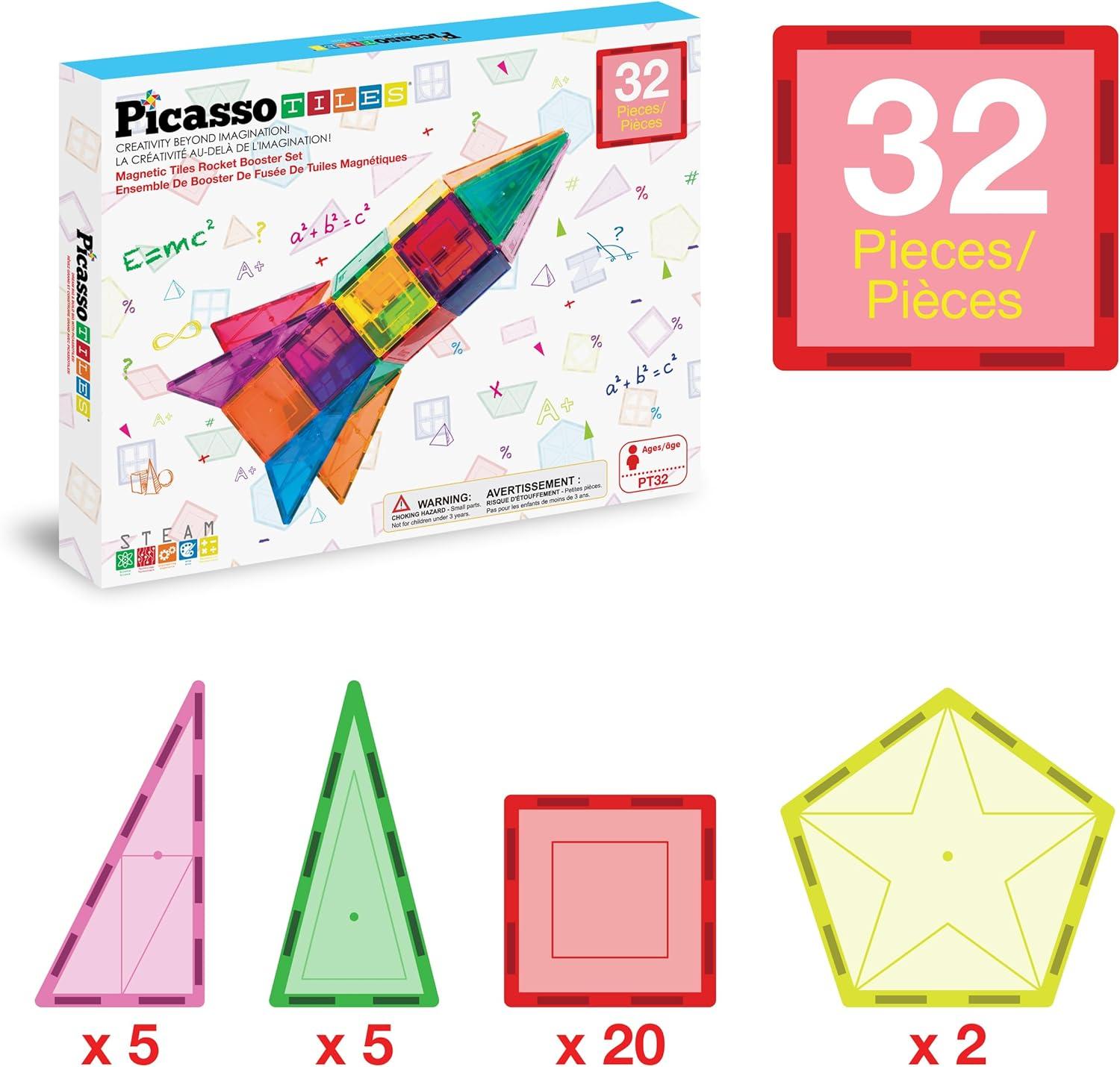 imagePicassoTiles 40pcs Magnetic Tiles Clipin Window and Door Expansion Set Magnetic Block Addons Magnet Building Construction Toys STEM Education Learning Block for Toddler Boys and Girls 3 PTW40Multicolored