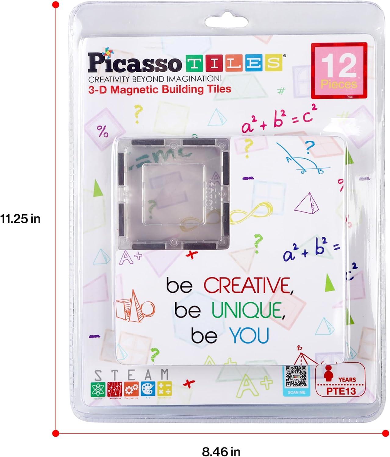 imagePicassoTiles 40pcs Magnetic Tiles Clipin Window and Door Expansion Set Magnetic Block Addons Magnet Building Construction Toys STEM Education Learning Block for Toddler Boys and Girls 3 PTW40Clear Transparent