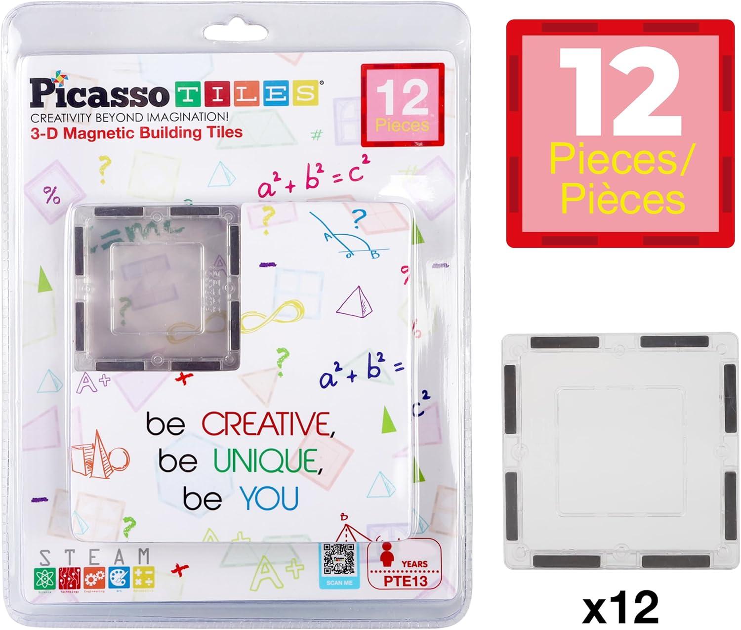 imagePicassoTiles 40pcs Magnetic Tiles Clipin Window and Door Expansion Set Magnetic Block Addons Magnet Building Construction Toys STEM Education Learning Block for Toddler Boys and Girls 3 PTW40Clear Transparent