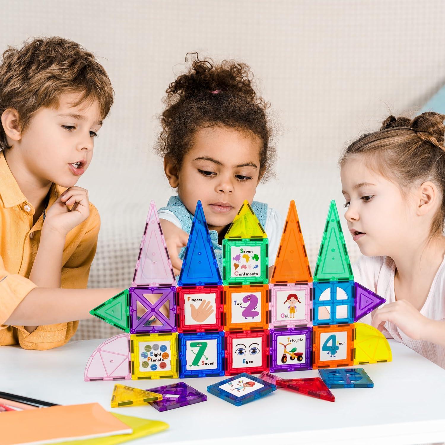 imagePicassoTiles Magnetic Building Blocks with Tiles and Clickin Educational Graphic Arts Magnet Construction Toy Set STEM Learning Playset Child Brain Development Stacking PlayboardGraphic Arts