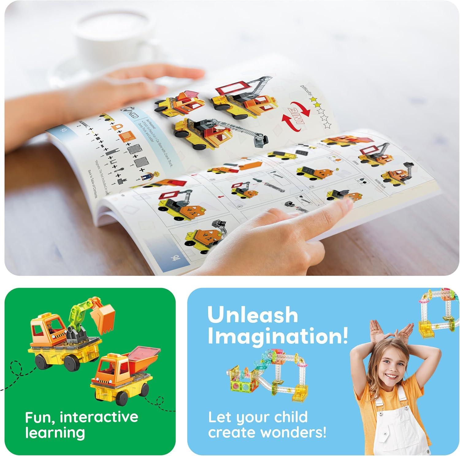 imagePicassoTiles Magnetic Tile Building Idea Book 230 Pages Illustrated Design Guide with 300 Creative Builds for Kids STEM Learning Creativity and Brain Development Educational Toy Ages 3 Plus PTIDEABOOK