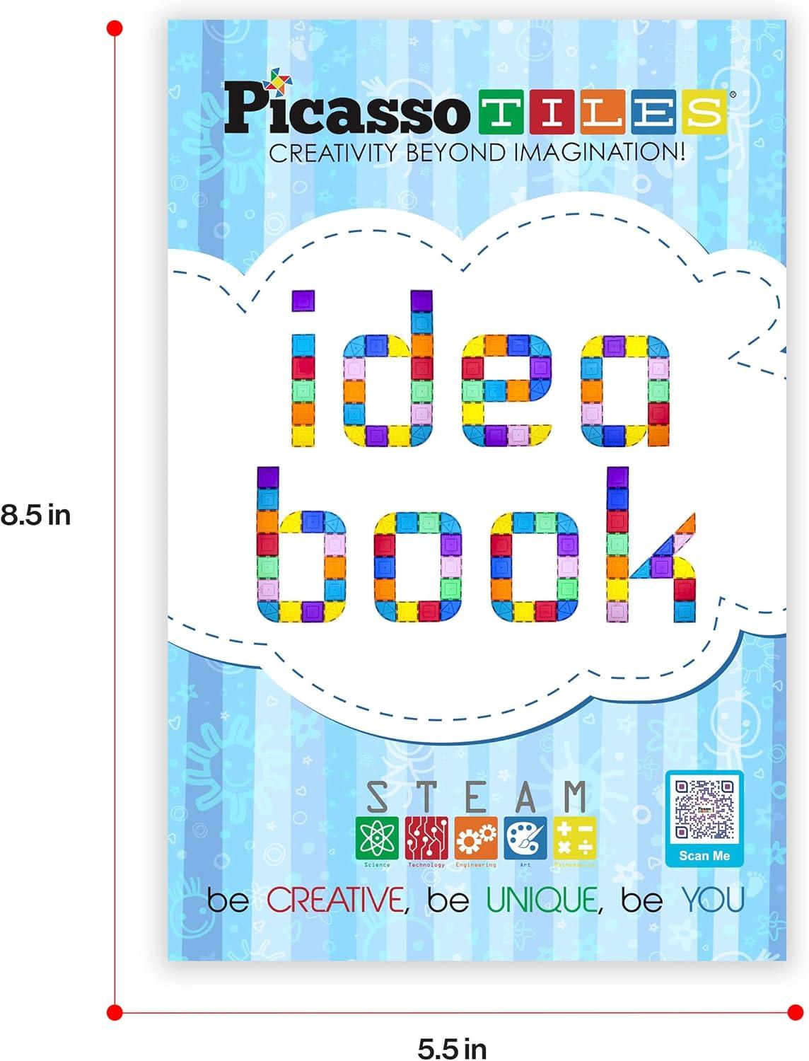 imagePicassoTiles Magnetic Tile Building Idea Book 230 Pages Illustrated Design Guide with 300 Creative Builds for Kids STEM Learning Creativity and Brain Development Educational Toy Ages 3 Plus PTIDEABOOK