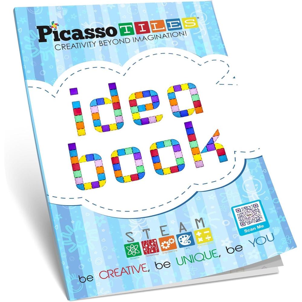 imagePicassoTiles Magnetic Tile Building Idea Book 230 Pages Illustrated Design Guide with 300 Creative Builds for Kids STEM Learning Creativity and Brain Development Educational Toy Ages 3 Plus PTIDEABOOK