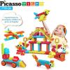 imagePicassoTiles 151PC  120PC Hedgehog Interlock Building Blocks Includes Truck Theme Set with Animal Figures STEAM Learning ampamp Educational Sensory Playset for Preschool and Kindergarten Kids Ages 3