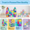 imagePicassoTiles 40pcs Magnetic Tiles Clipin Window and Door Expansion Set Magnetic Block Addons Magnet Building Construction Toys STEM Education Learning Block for Toddler Boys and Girls 3 PTW40Red