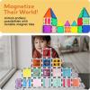 imagePicassoTiles 40pcs Magnetic Tiles Clipin Window and Door Expansion Set Magnetic Block Addons Magnet Building Construction Toys STEM Education Learning Block for Toddler Boys and Girls 3 PTW40Red