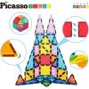 imagePicassoTiles Magnetic Building Blocks with Tiles and Clickin Educational Graphic Arts Magnet Construction Toy Set STEM Learning Playset Child Brain Development Stacking PlayboardSquare Triangle 36pc
