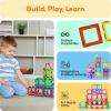 imagePicassoTiles Magnetic Building Blocks with Tiles and Clickin Educational Graphic Arts Magnet Construction Toy Set STEM Learning Playset Child Brain Development Stacking PlayboardSeethrough Shape