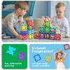 imagePicassoTiles Magnetic Building Blocks with Tiles and Clickin Educational Graphic Arts Magnet Construction Toy Set STEM Learning Playset Child Brain Development Stacking PlayboardSeethrough Shape
