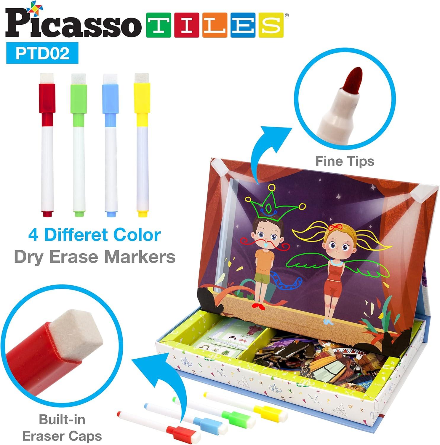 imagePicassoTiles 115 Piece Magnetic FaceBoard Mix ampamp Match Activity DIY Dress Up Puzzle Book Kids Toy Set Educational Playset STEM Learning 20 FREE Unique Creative Inspirational Style Building Idea Cards