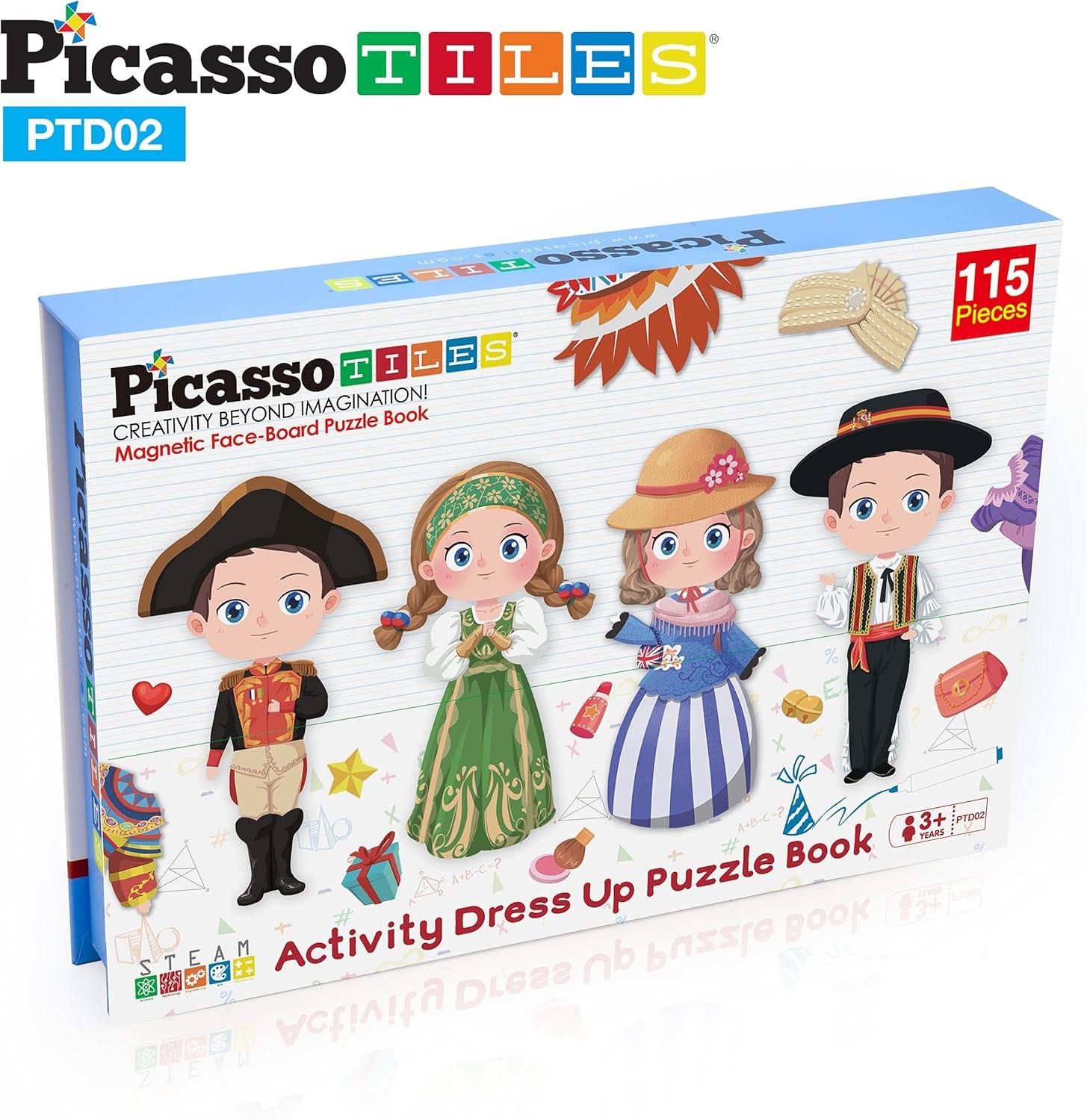 imagePicassoTiles 115 Piece Magnetic FaceBoard Mix ampamp Match Activity DIY Dress Up Puzzle Book Kids Toy Set Educational Playset STEM Learning 20 FREE Unique Creative Inspirational Style Building Idea Cards