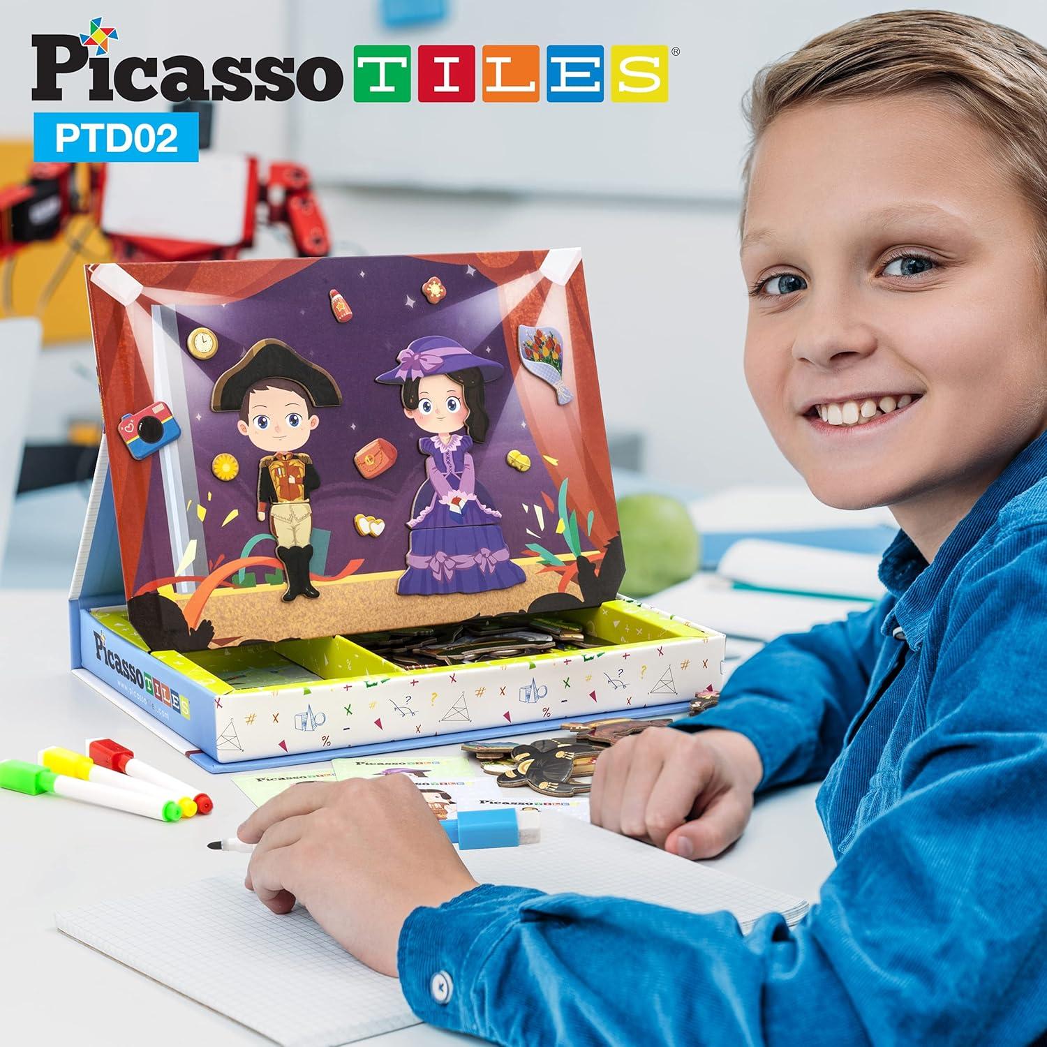 imagePicassoTiles 115 Piece Magnetic FaceBoard Mix ampamp Match Activity DIY Dress Up Puzzle Book Kids Toy Set Educational Playset STEM Learning 20 FREE Unique Creative Inspirational Style Building Idea Cards