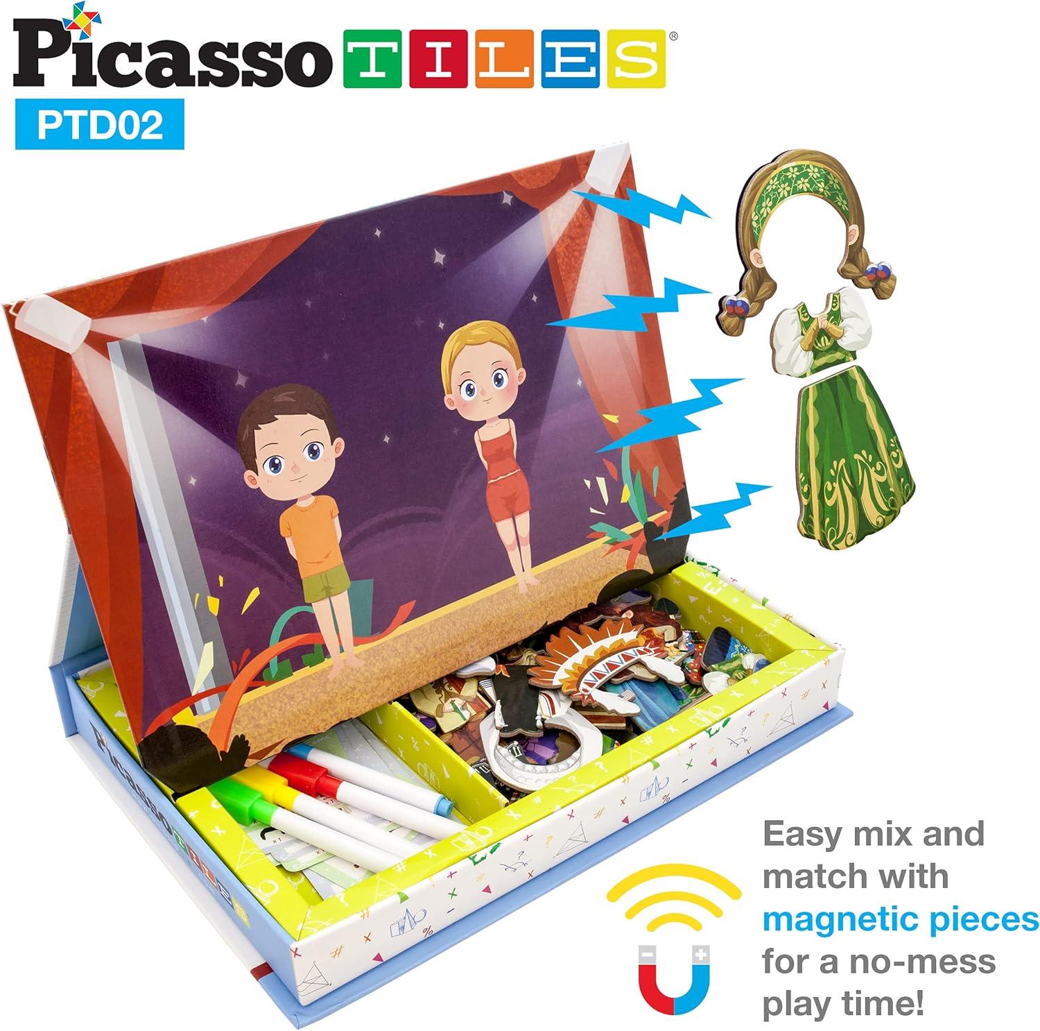 imagePicassoTiles 115 Piece Magnetic FaceBoard Mix ampamp Match Activity DIY Dress Up Puzzle Book Kids Toy Set Educational Playset STEM Learning 20 FREE Unique Creative Inspirational Style Building Idea Cards