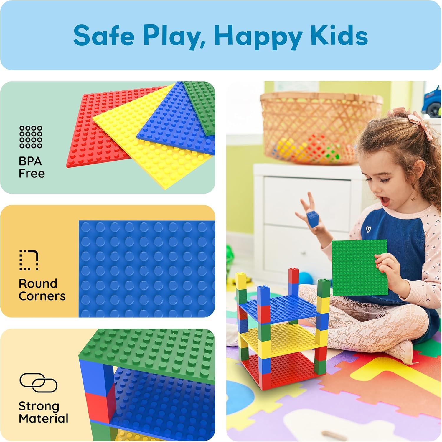 imagePicassoTiles 200 Piece Large Construction Brick Building Blocks STEM Bricks Toy Set Creative Learning Early Education Playset 5 Colors 4 Unique Shapes Mix ampamp Match Toys for Kids Boys Girls Child Age 3Classic Brick 28pc