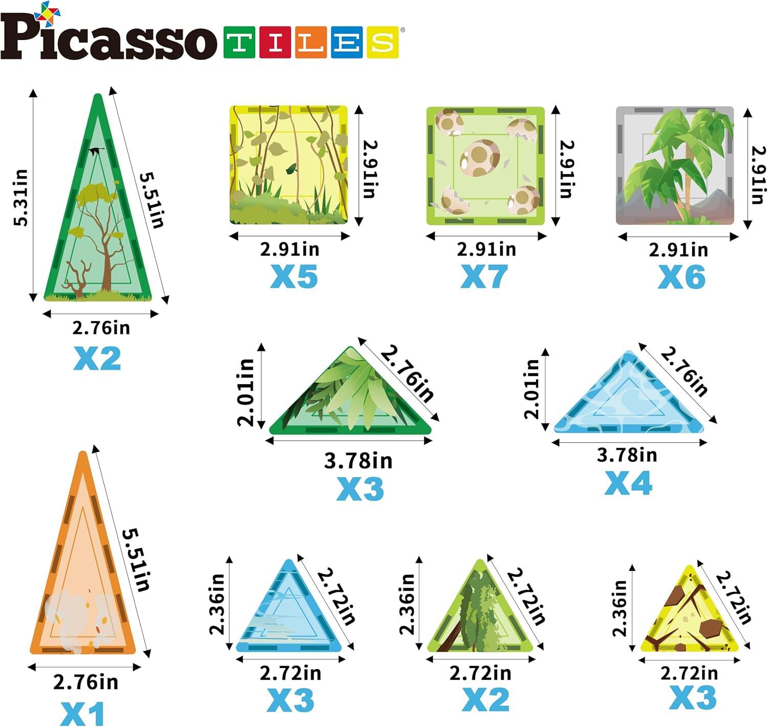 imagePicassoTiles 26pcs Magnetic Tiles Magnet Tile Building Blocks Printed Fall Farm Themed Animal Toy Set with 8 Farmyard Animals Character Action Figures STEM Learning Playset for Kids Ages 3 PTQ27Safari Animals Themed