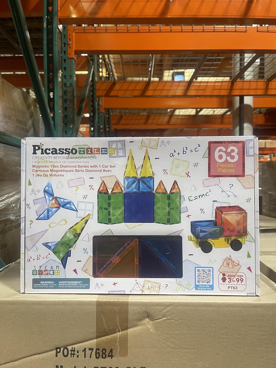 imagePicassoTiles 4pcs Magnetic Building Block Large Square Shape Magnet Tiles Construction Toy STEM Learning Kit Educational Playset Playboard Pretend Play Stacking Blocks Child Brain Development PTE0963Pc Diamond