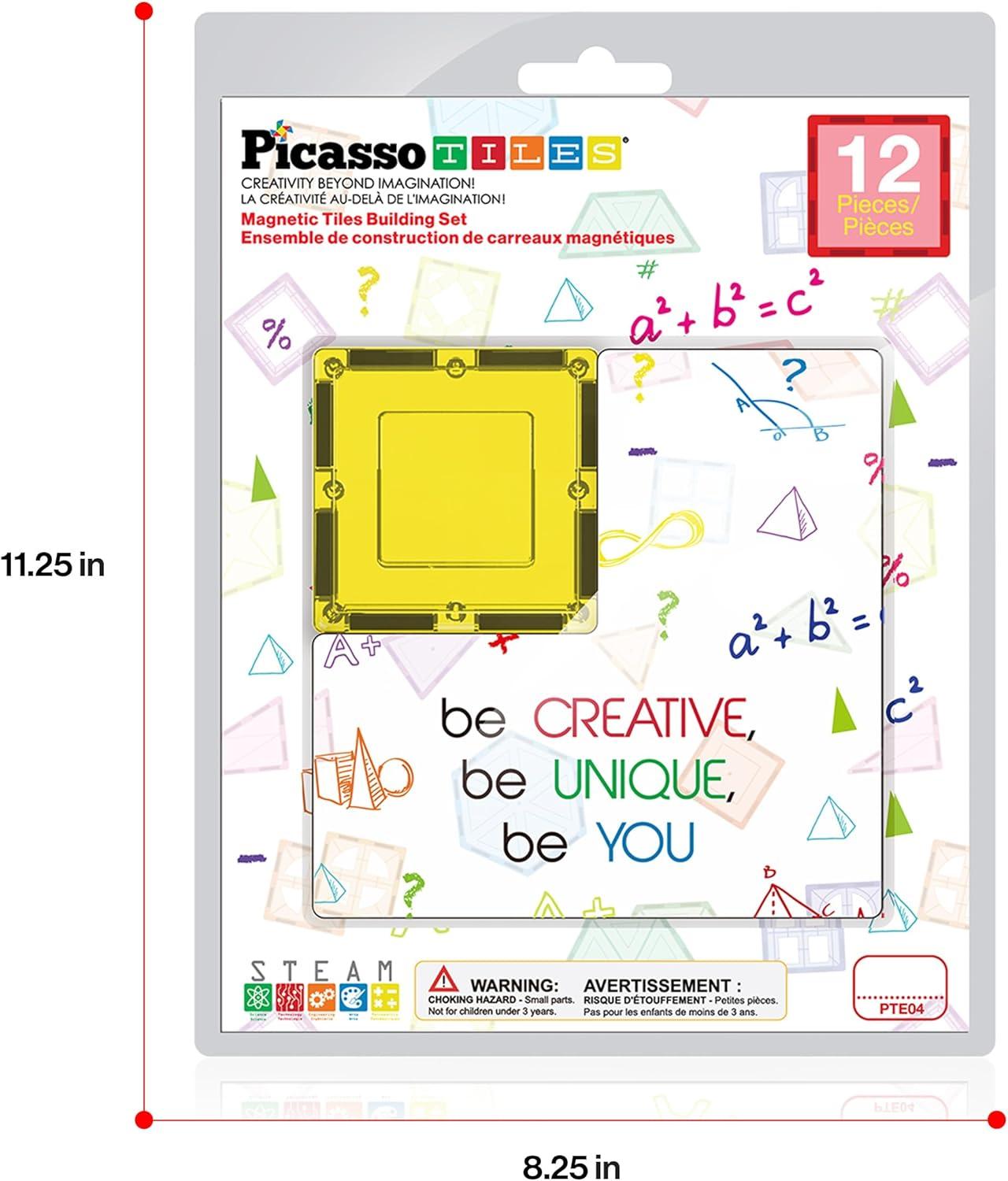 imagePicassoTiles 4pcs Magnetic Building Block Large Square Shape Magnet Tiles Construction Toy STEM Learning Kit Educational Playset Playboard Pretend Play Stacking Blocks Child Brain Development PTE0912Pc Square