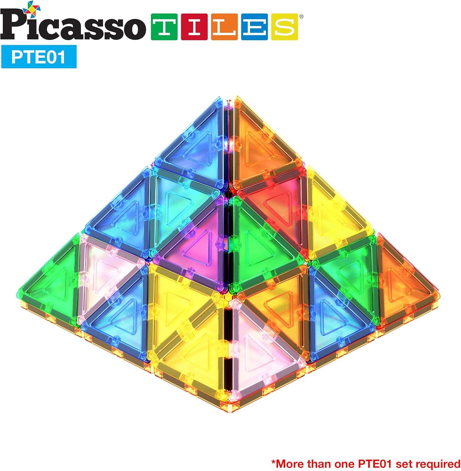 imagePicassoTiles 4pcs Magnetic Building Block Large Square Shape Magnet Tiles Construction Toy STEM Learning Kit Educational Playset Playboard Pretend Play Stacking Blocks Child Brain Development PTE0912Pc E Triangle